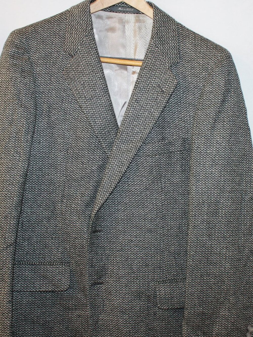 Vintage Men's Tweed Black & White Wool Sportscoat